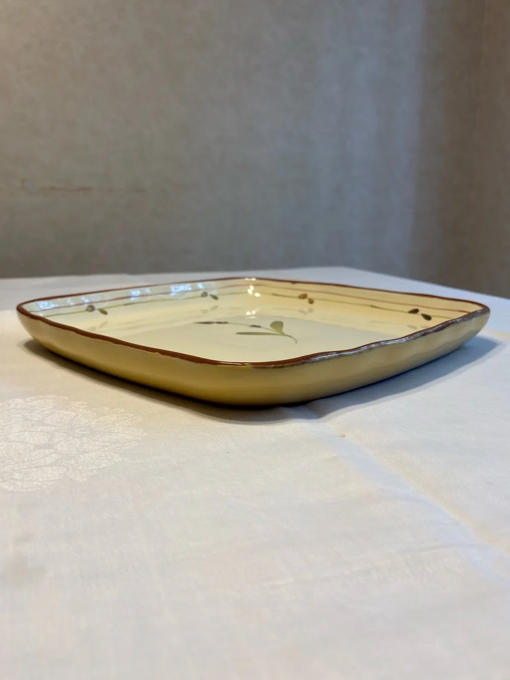 Crate and Barrel Provence Rustic Olive Branch Terracotta serving Platter